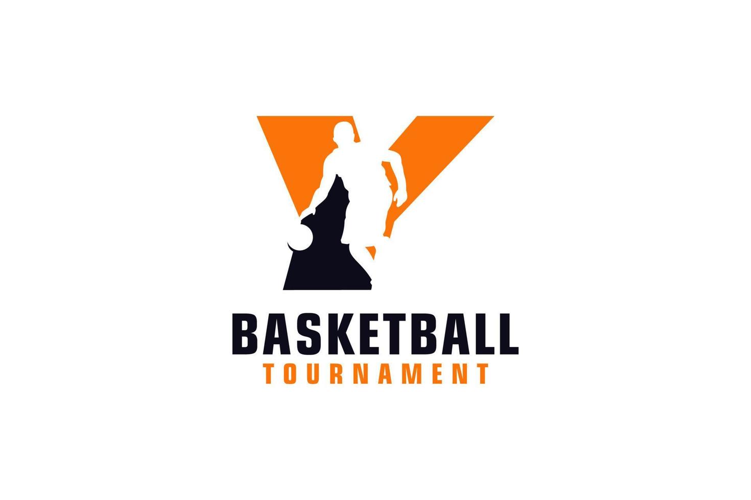 letra y com design de logotipo de basquete. elementos de modelo de design vetorial para equipe esportiva ou identidade corporativa. vetor