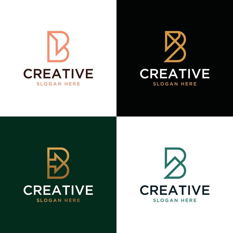 conjunto gráfico vetorial de modelo de design de logotipo b inicial vetor