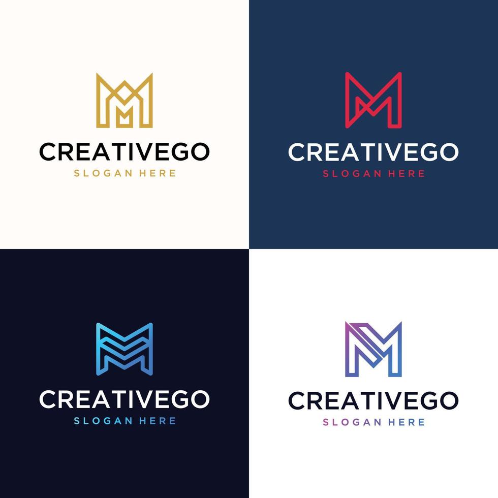 conjunto gráfico vetorial de modelo de design de logotipo letra m vetor