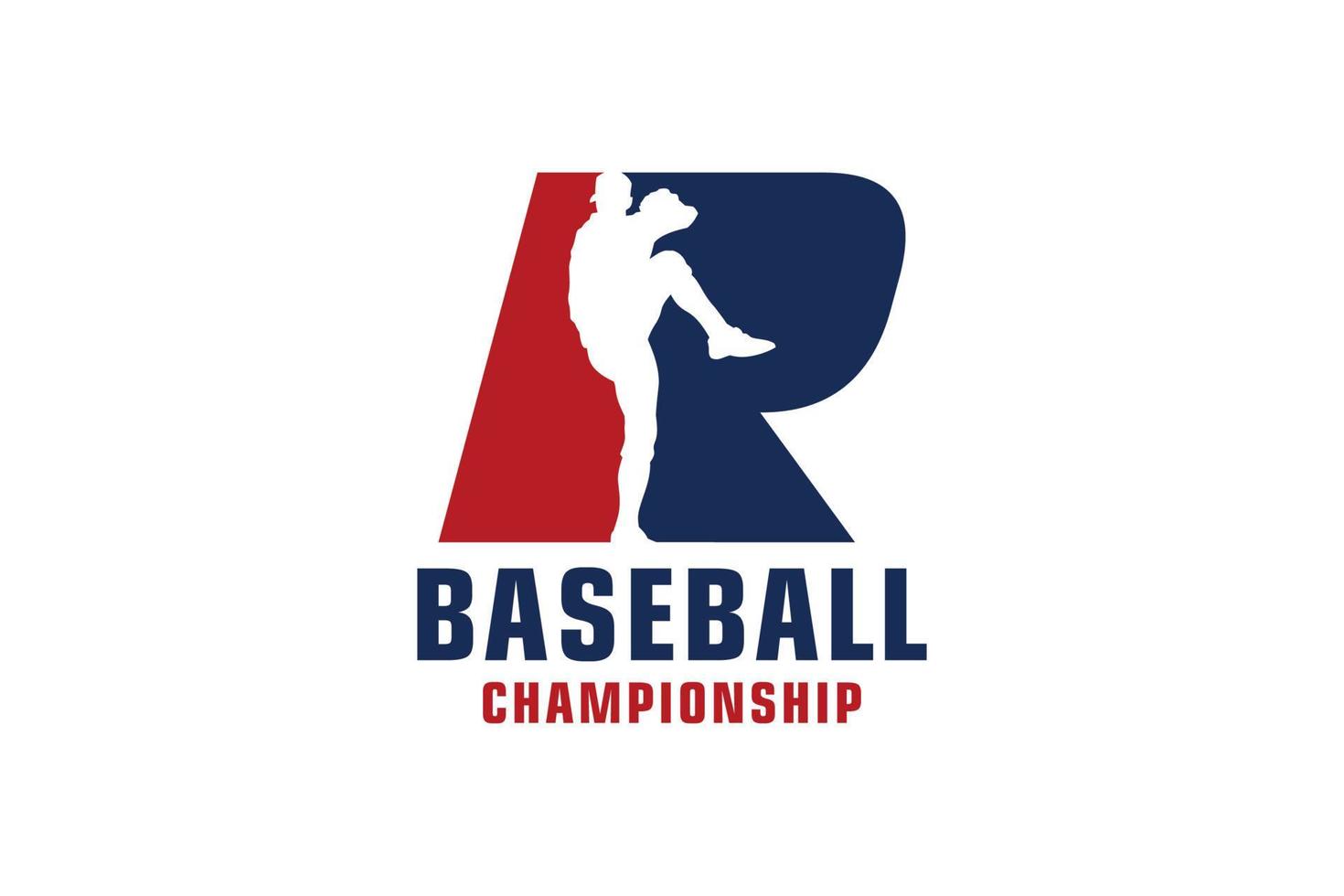 letra r com design de logotipo de beisebol. elementos de modelo de design vetorial para equipe esportiva ou identidade corporativa. vetor