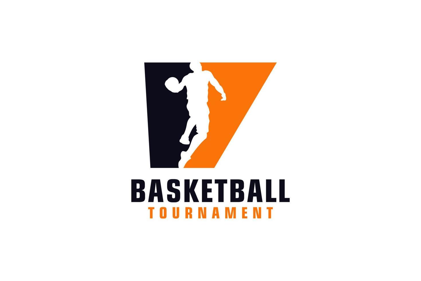 letra v com design de logotipo de basquete. elementos de modelo de design vetorial para equipe esportiva ou identidade corporativa. vetor