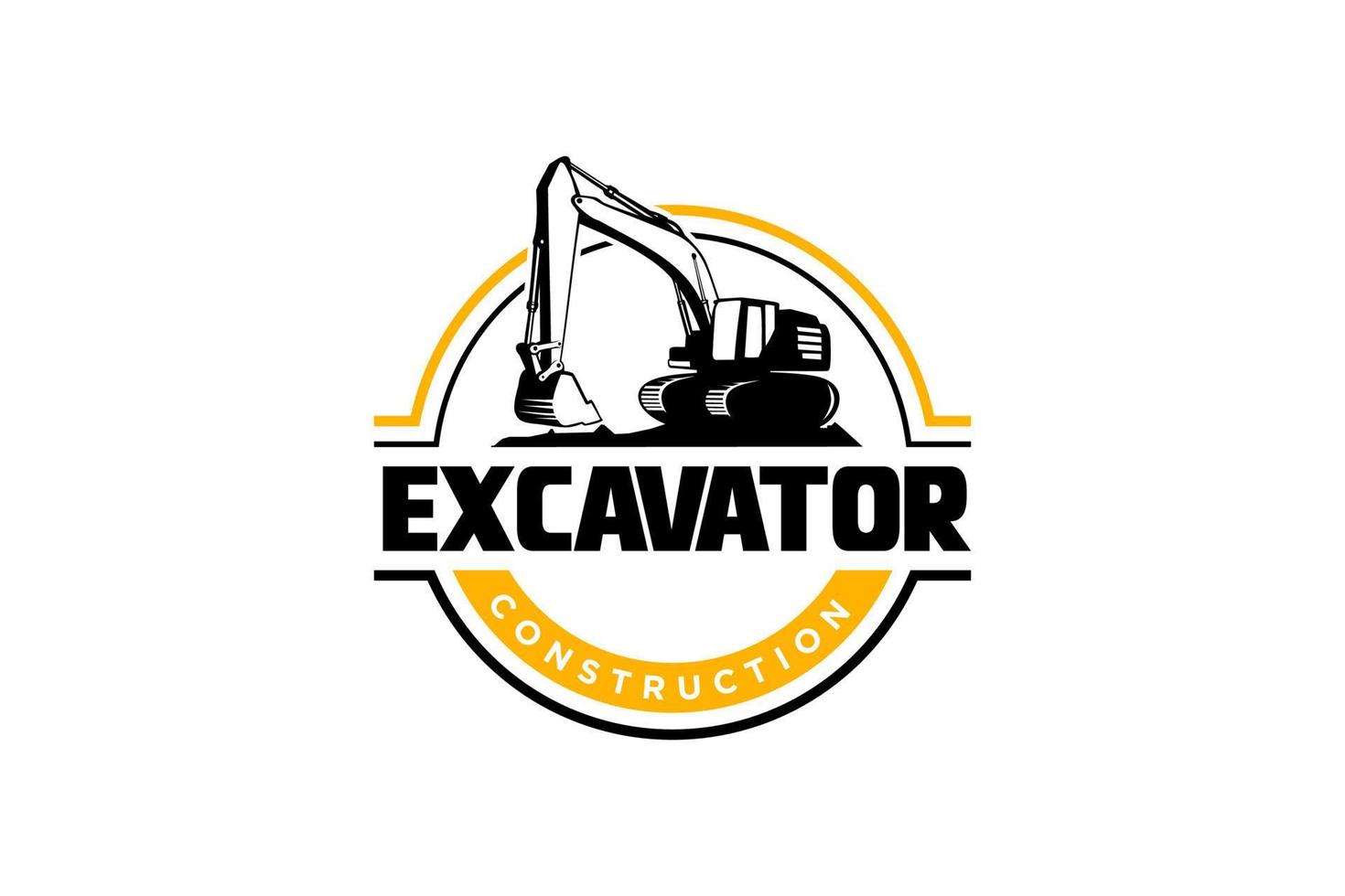 vetor de modelo de logotipo de escavadeira. vetor de logotipo de equipamento pesado para empresa de construção. ilustração de escavadeira criativa para modelo de logotipo.