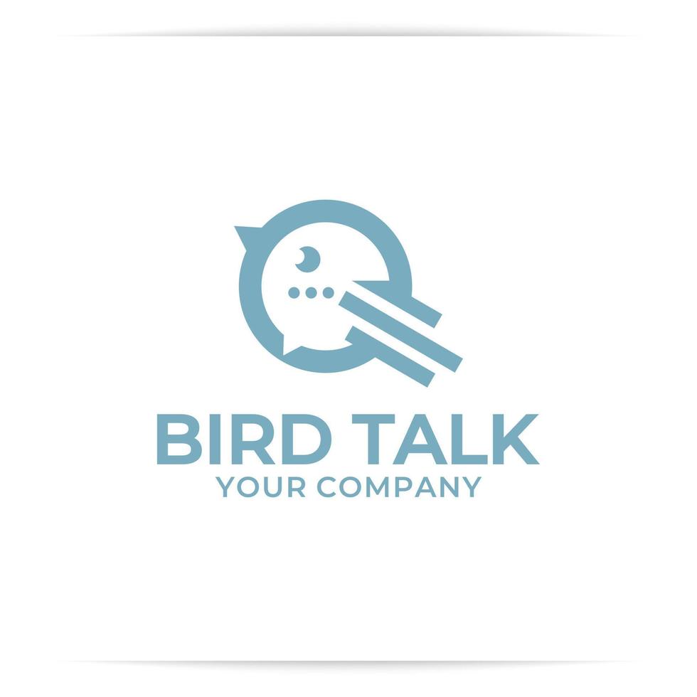 vetor de design de logotipo de conversa de pássaro, bate-papo, bate-papo de bolha