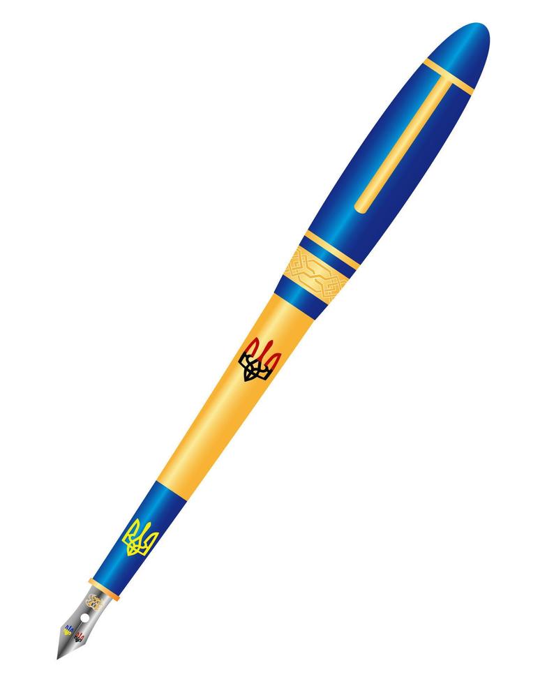caneta de tinta com símbolos ucranianos em um fundo branco vetor