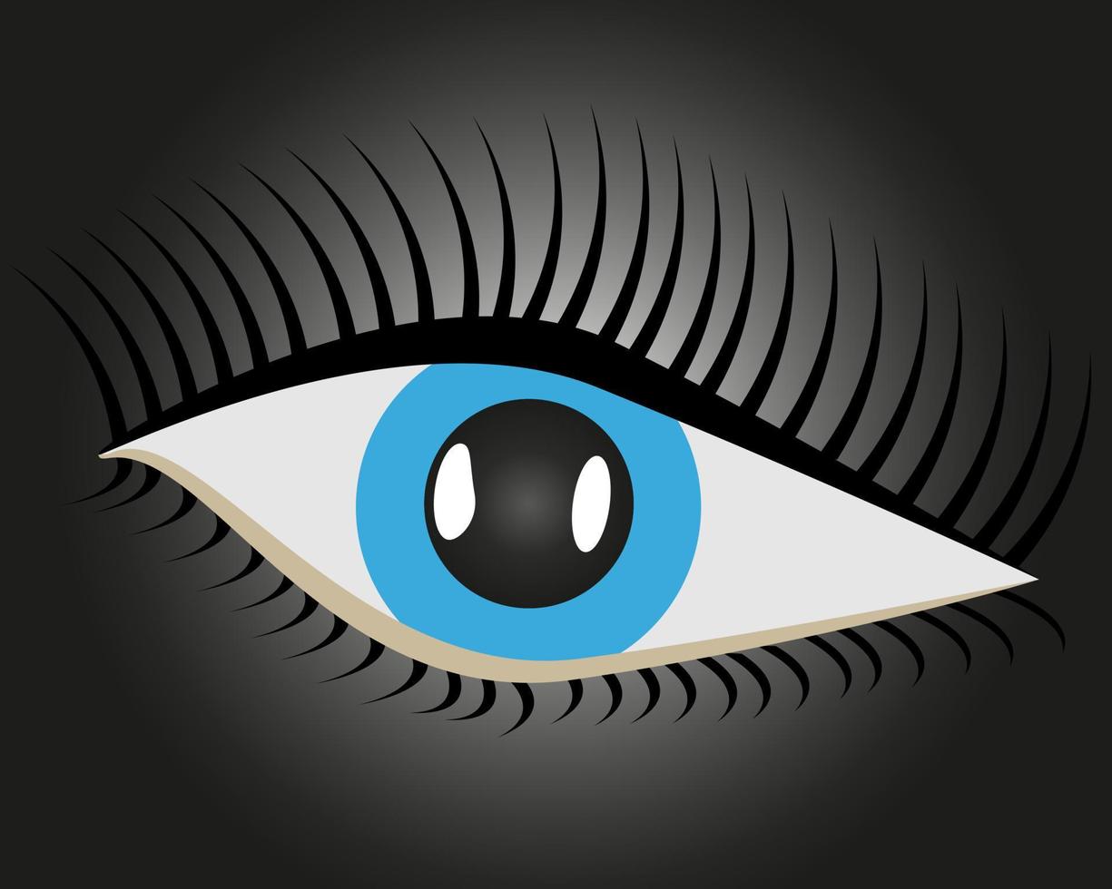 olho humano com cílios em um fundo escuro vetor