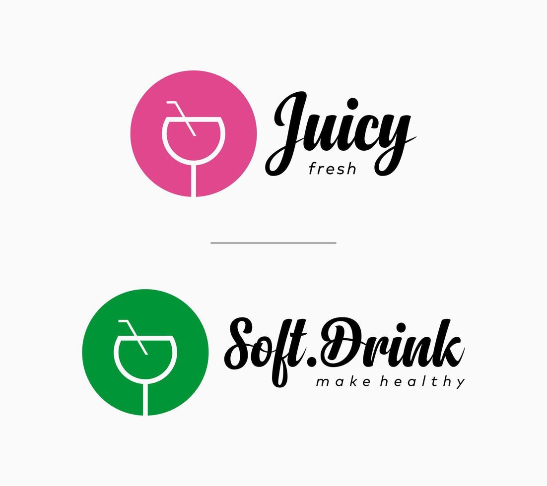 copo de suco de água doce restaurante saudável café menu modelo de logotipo de refrigerante vetor