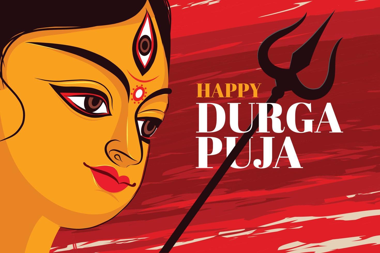 ilustração do rosto da deusa durga em feliz durga puja subh navratri fundo de banner de cabeçalho religioso indiano vetor