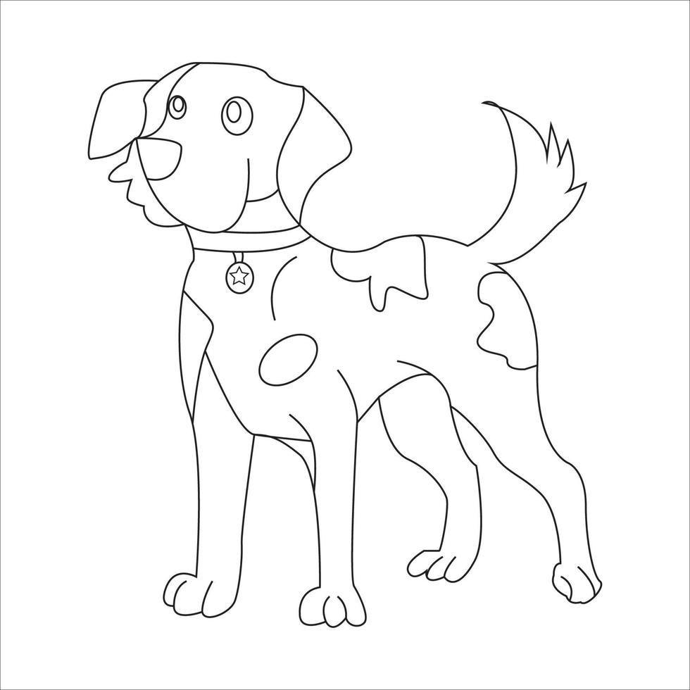 página para colorir de cachorro e design de contorno de animal para quem ama cachorro vetor