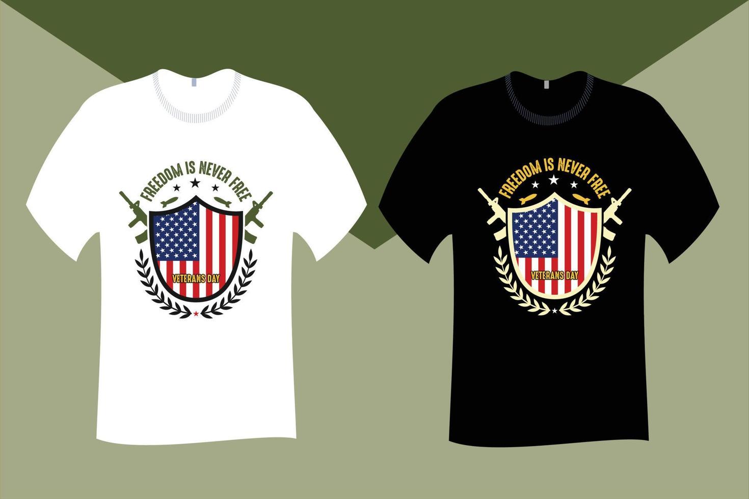 a liberdade nunca é grátis design de camiseta veterano vetor