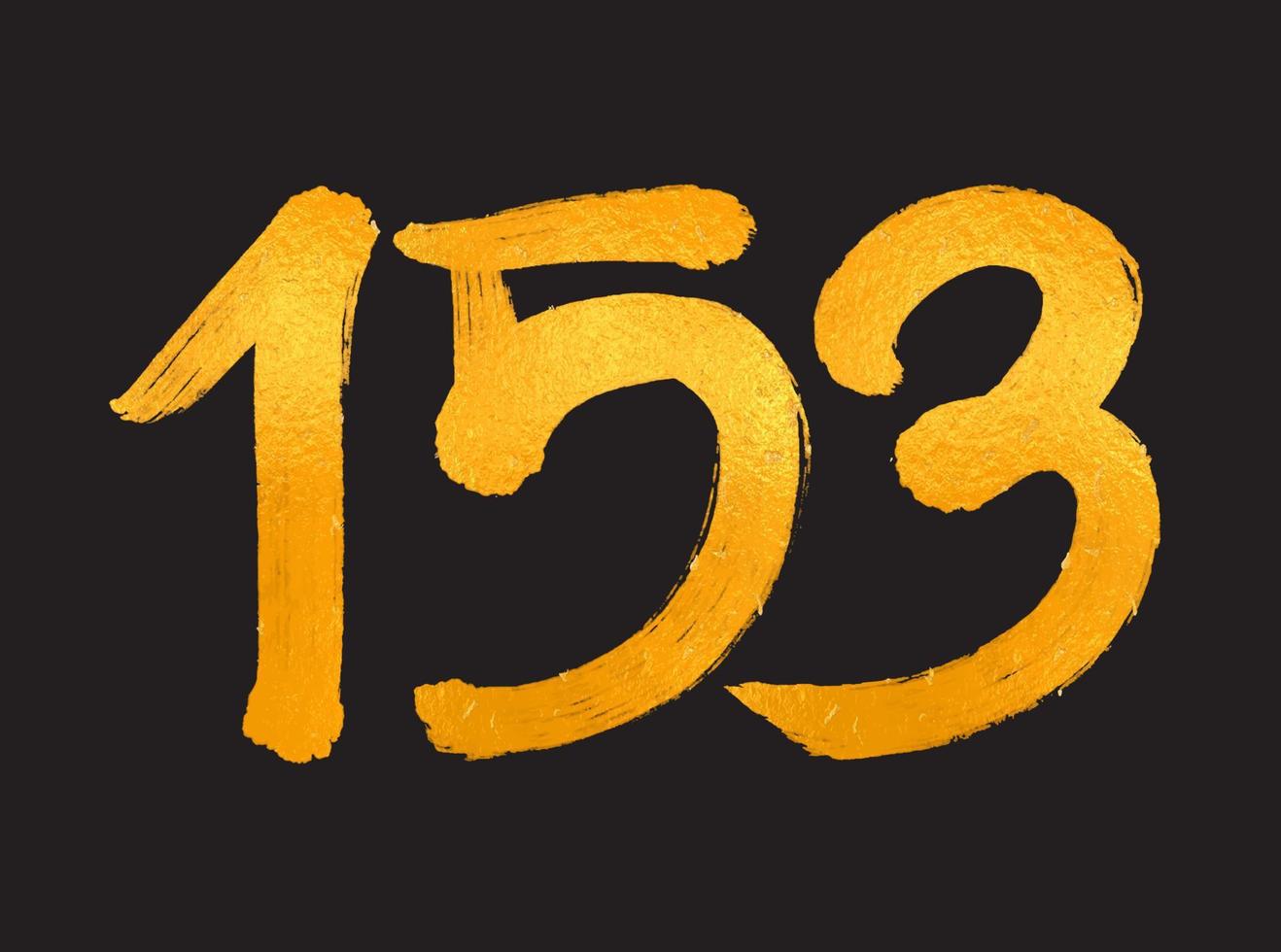 ilustração vetorial de logotipo de 153 números, modelo de vetor de celebração de aniversário de 153 anos, aniversário de 153 anos, números de letras douradas desenho de pincel esboço desenhado à mão, design de logotipo de número para impressão, camiseta
