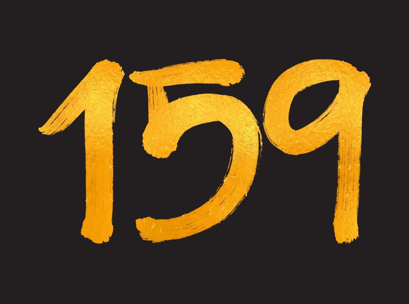 ilustração vetorial de logotipo de 159 números, modelo de vetor de celebração de aniversário de 159 anos, aniversário de 159 anos, números de letras douradas desenho de pincel esboço desenhado à mão, design de logotipo de número para impressão, camiseta
