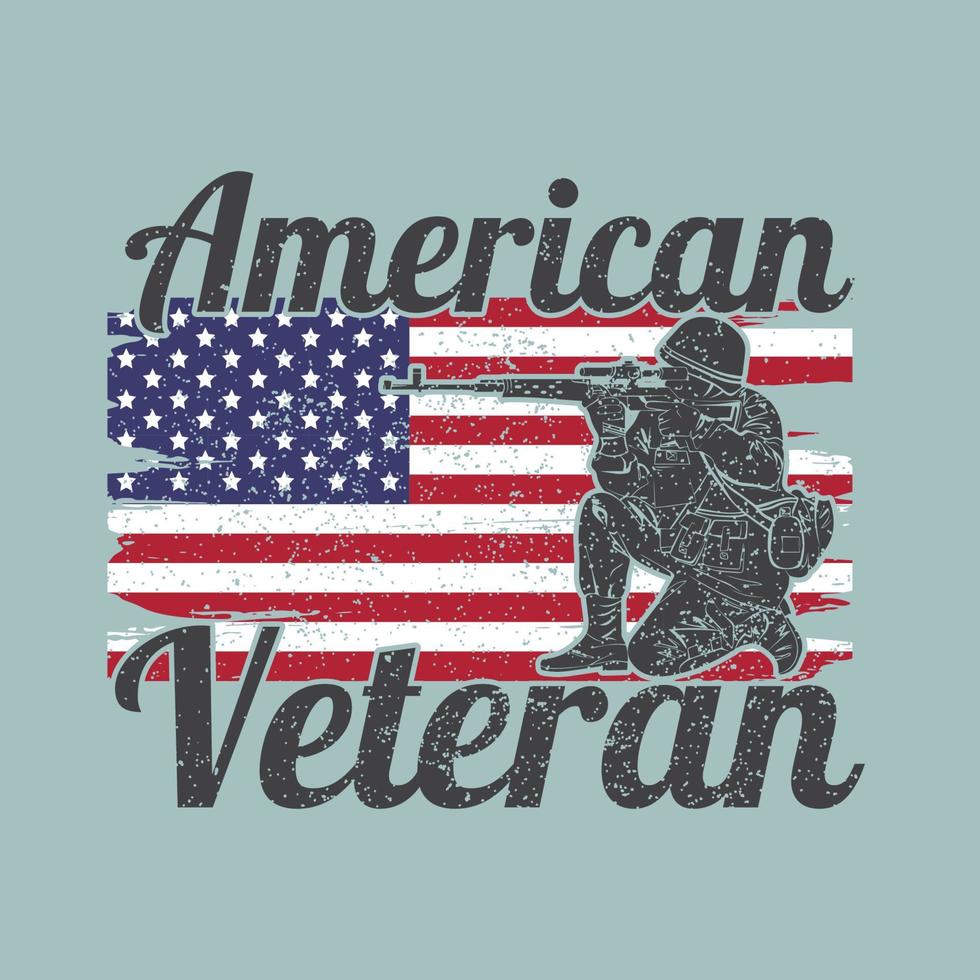 design de camiseta de veterano americano vetor