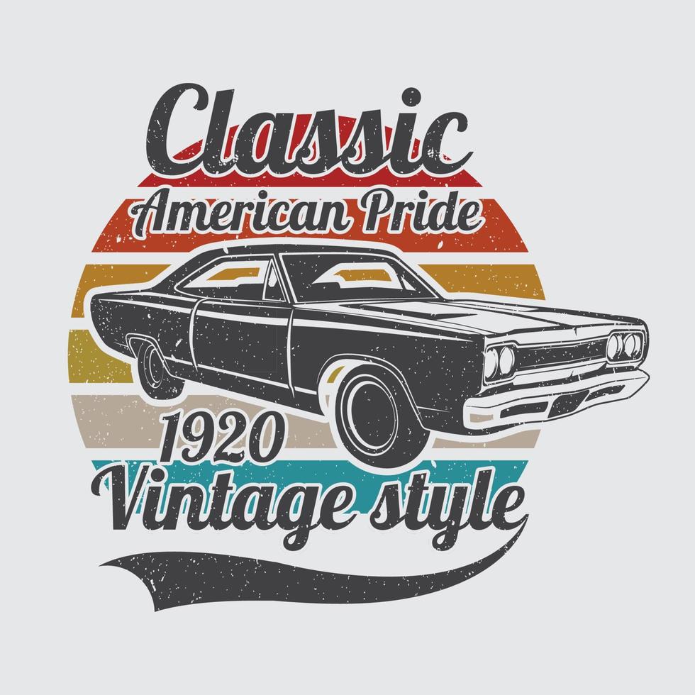 design clássico de camiseta de estilo vintage americano vetor