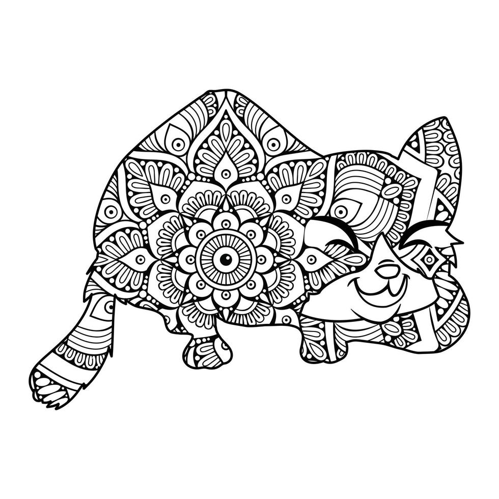 desenho de ilustração vetorial de coloração mandala de gato bonito. vetor