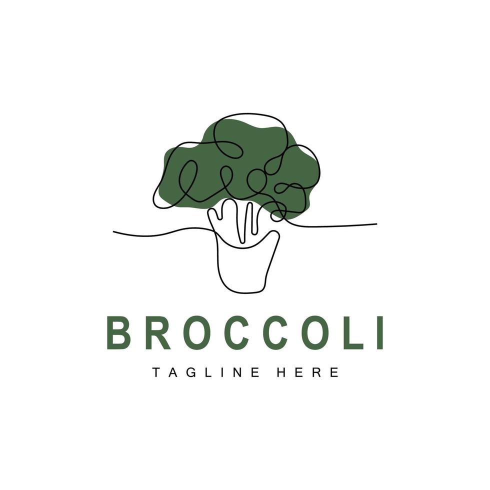 design de logotipo de brócolis, vetor de vegetais verdes, papel de parede de brócolis, marca de produto de jardim de ilustração de supermercado de vegetais