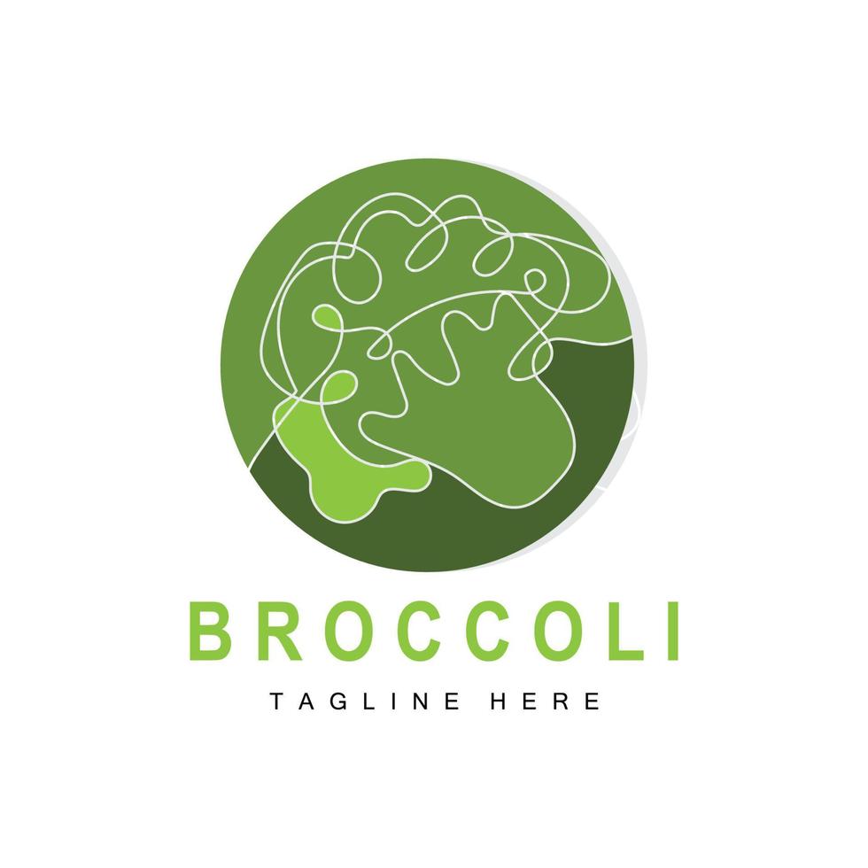 design de logotipo de brócolis, vetor de vegetais verdes, papel de parede de brócolis, marca de produto de jardim de ilustração de supermercado de vegetais