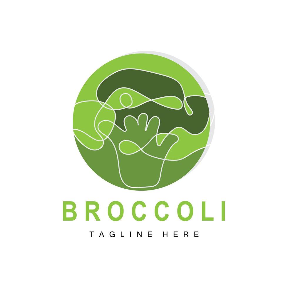 design de logotipo de brócolis, vetor de vegetais verdes, papel de parede de brócolis, marca de produto de jardim de ilustração de supermercado de vegetais