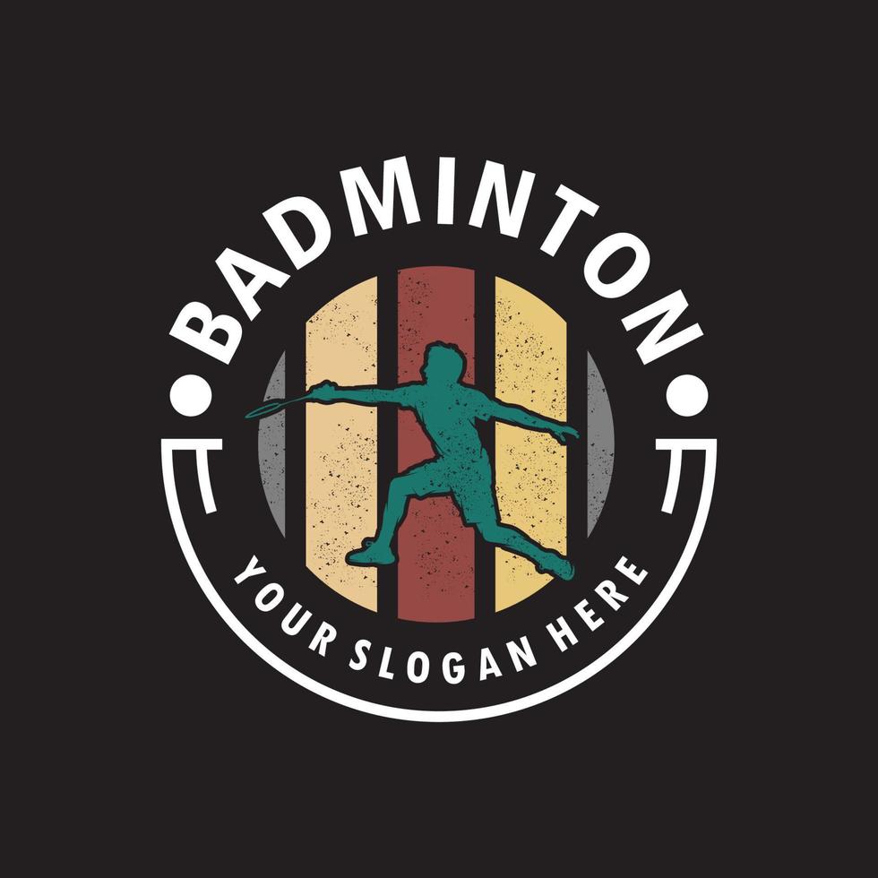 design de logotipo de silhueta de jogador de badminton vetor