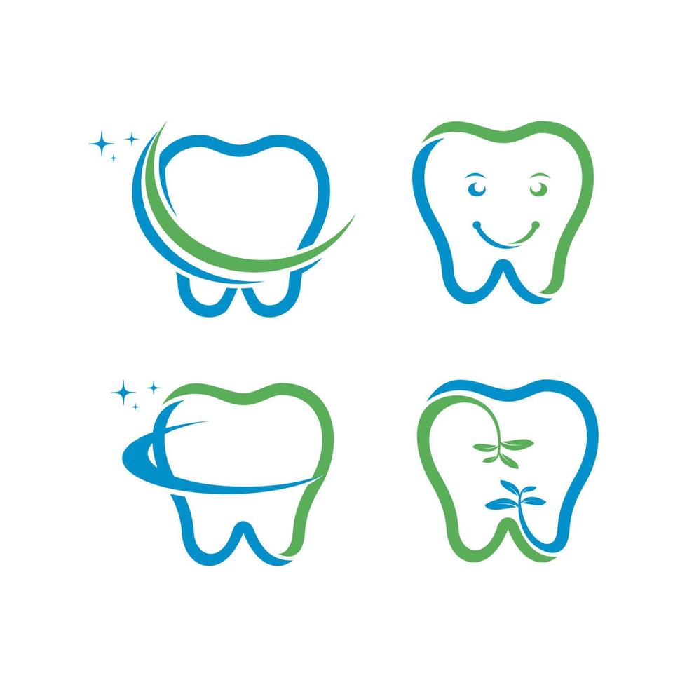 conjunto de design de ícone de ilustração vetorial de modelo de logotipo odontológico vetor