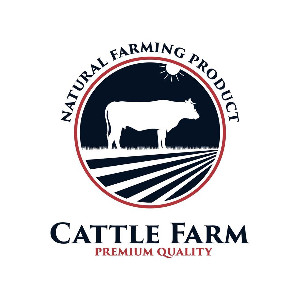 design de logotipo de qualidade premium de fazenda de gado vetor