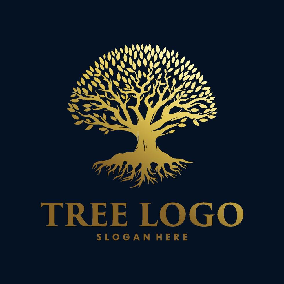 raiz da inspiração de design de logotipo de árvore vetor