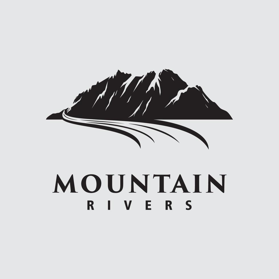 natureza da montanha com design de logotipo do rio vetor