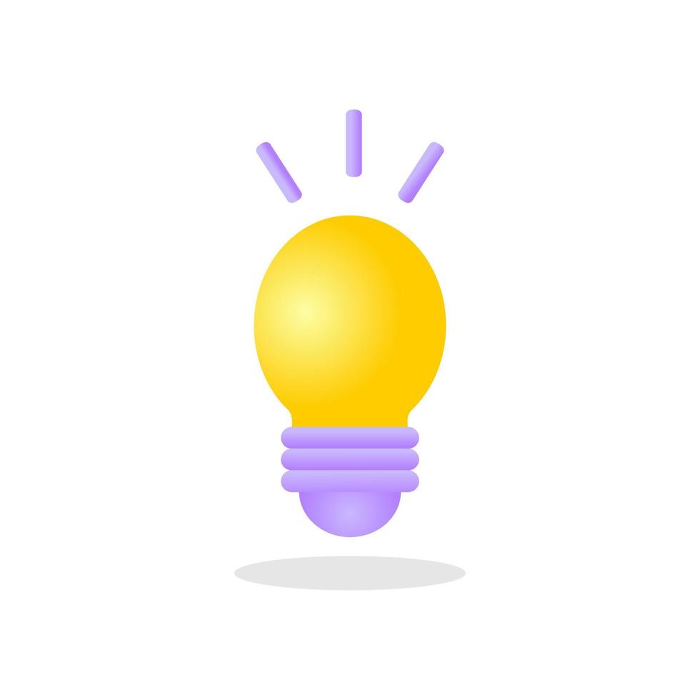 ícone de lâmpada amarela estilo minimalista dos desenhos animados 3D. ideia, solução, negócio, conceito de estratégia. vetor