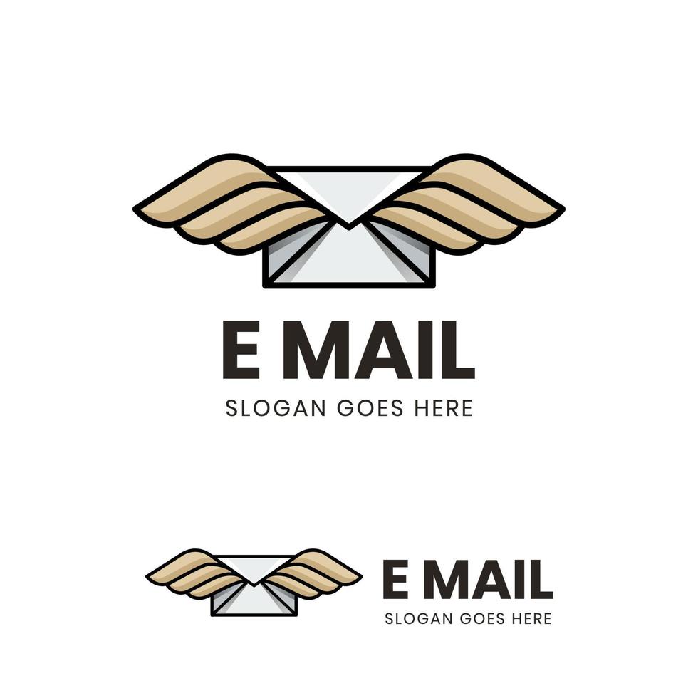 elementos de símbolo de logotipo de e-mail vetorial. correio com design de ícone de logotipo de envelope de asas vetor