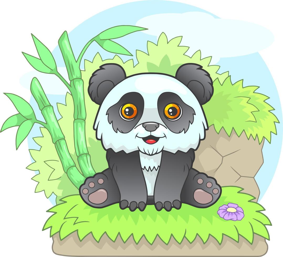pequeno panda fofo vetor