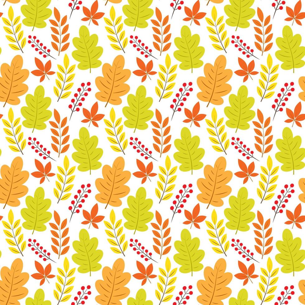 padrão sem emenda com folhas de outono em fundo branco. perfeito para decoração de casa, têxtil, toalha de mesa, oleado, roupa de cama, decoração de outono, papel de parede e papel de embrulho vetor