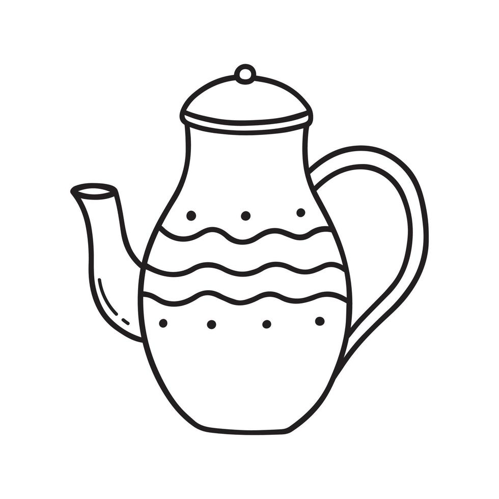 doodle de bule de mão desenhada. hora do chá em estilo de desenho. ilustração vetorial isolada no fundo branco vetor
