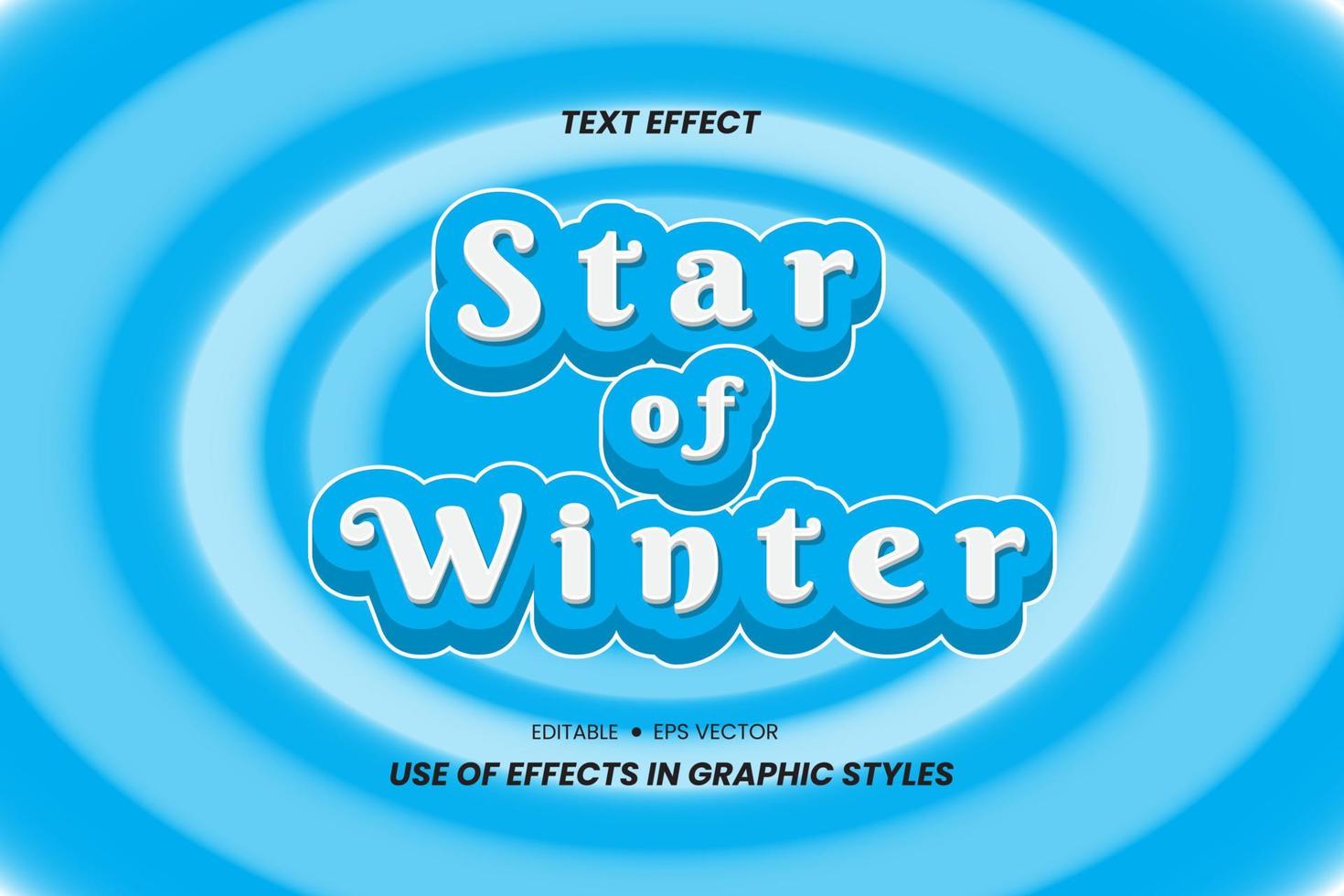 efeito de texto estrela de inverno com letras 3d vetor