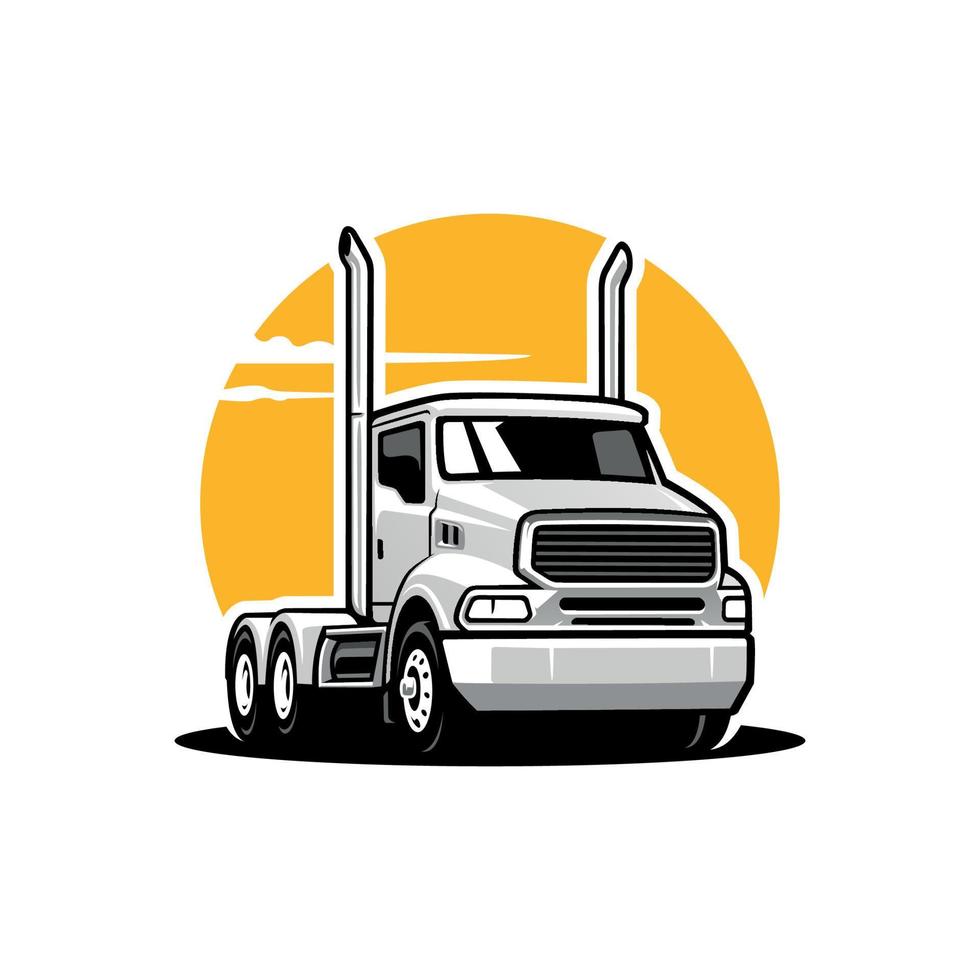 vetor de ilustração de caminhão semi em fundo laranja