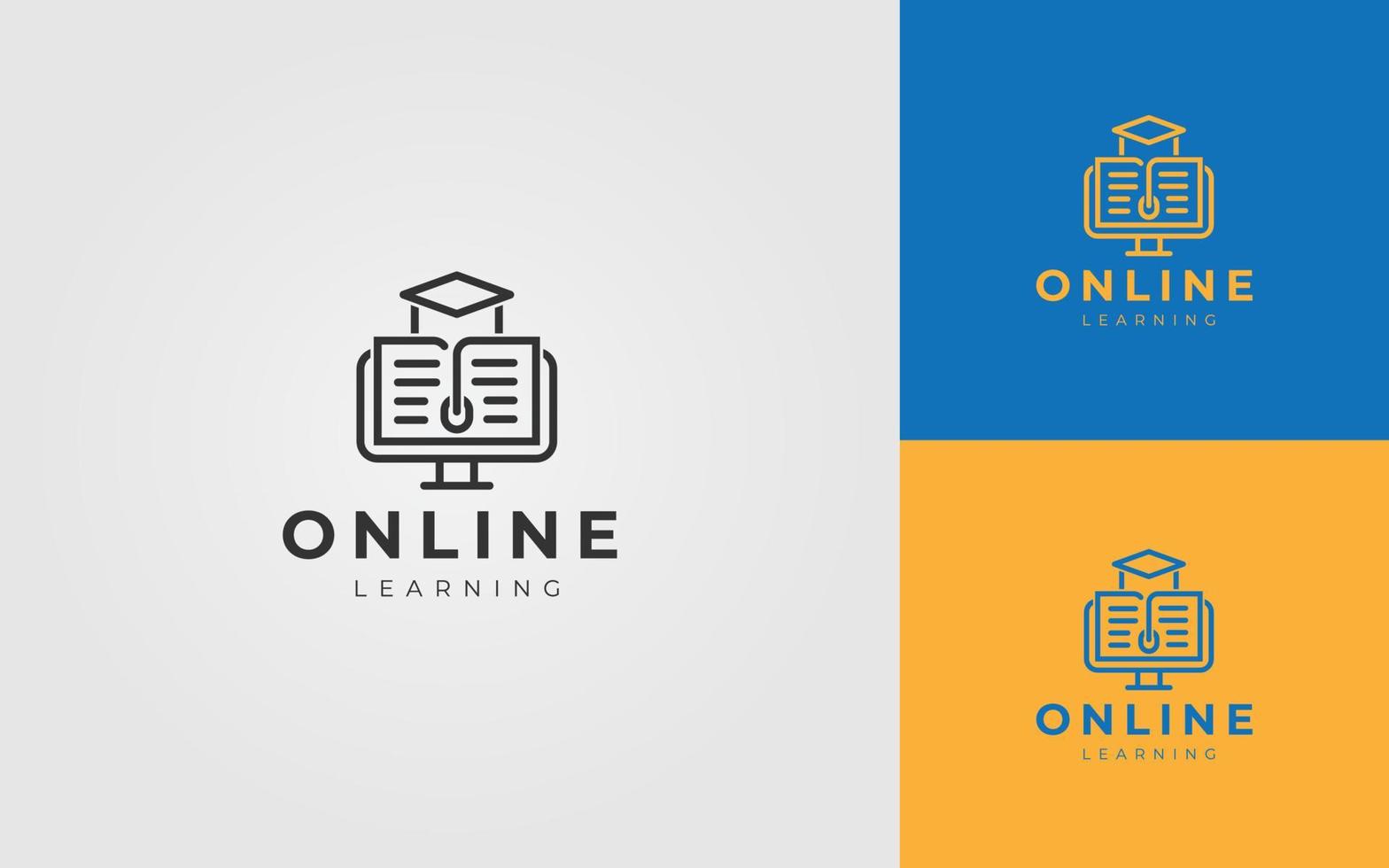 design de logotipo para educação e conceito para educação online, computador, cursor do mouse, elearning vetor