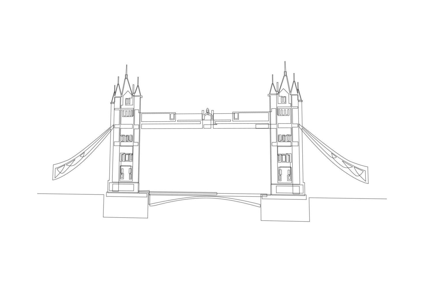 ponte de torre de desenho de linha contínua em londres. conceito de marco. única linha desenhar desenho ilustração gráfica de vetor. vetor