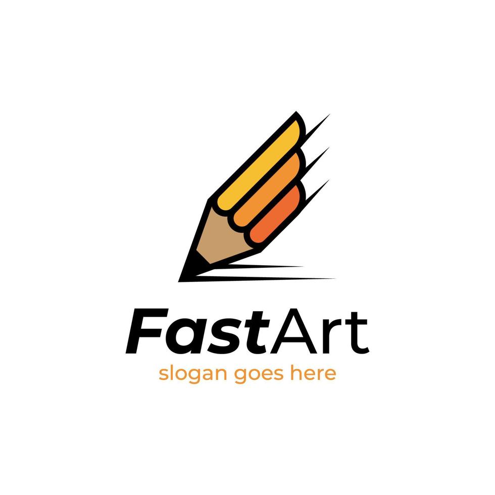 design de logotipo de vetor de lápis rápido, símbolo de ícone de logotipo de designer de arte de velocidade