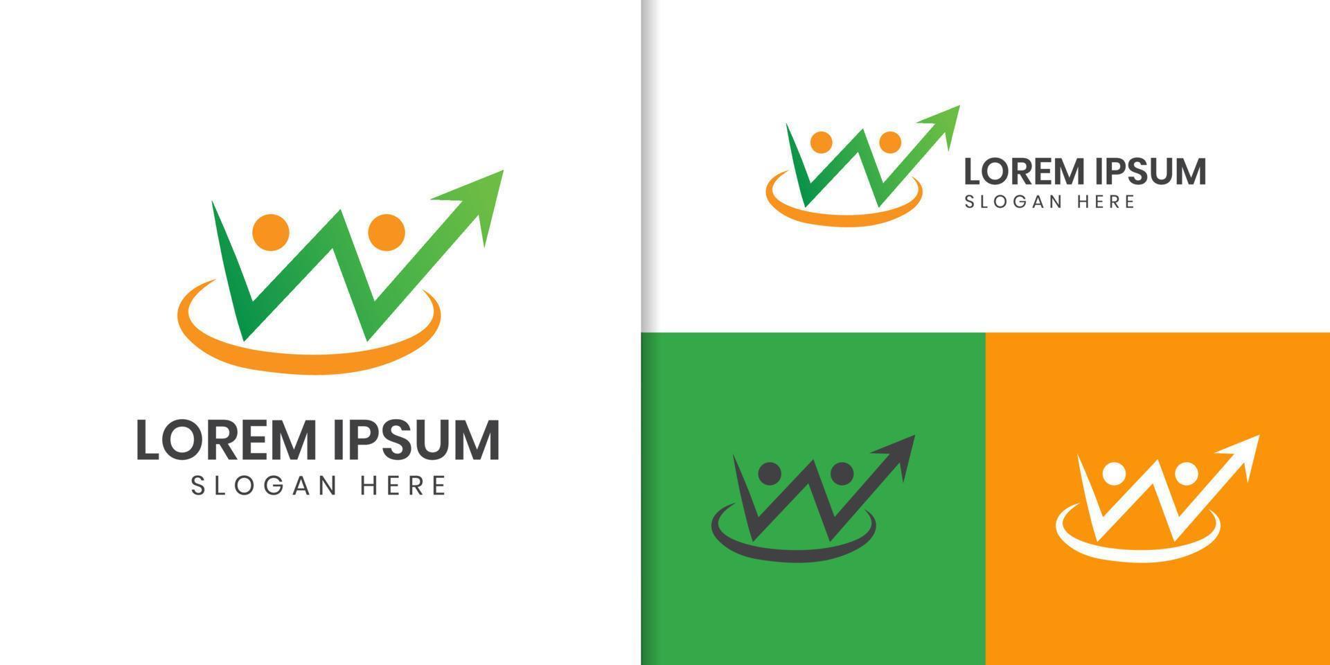 vetor de conceito de design de logotipo de grupo financeiro, design de elemento de ícone de homem de progresso de logotipo de pessoas para logotipo de grupo de marketing