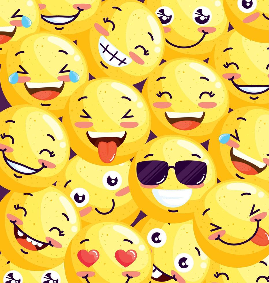 padrão de emojis felizes vetor