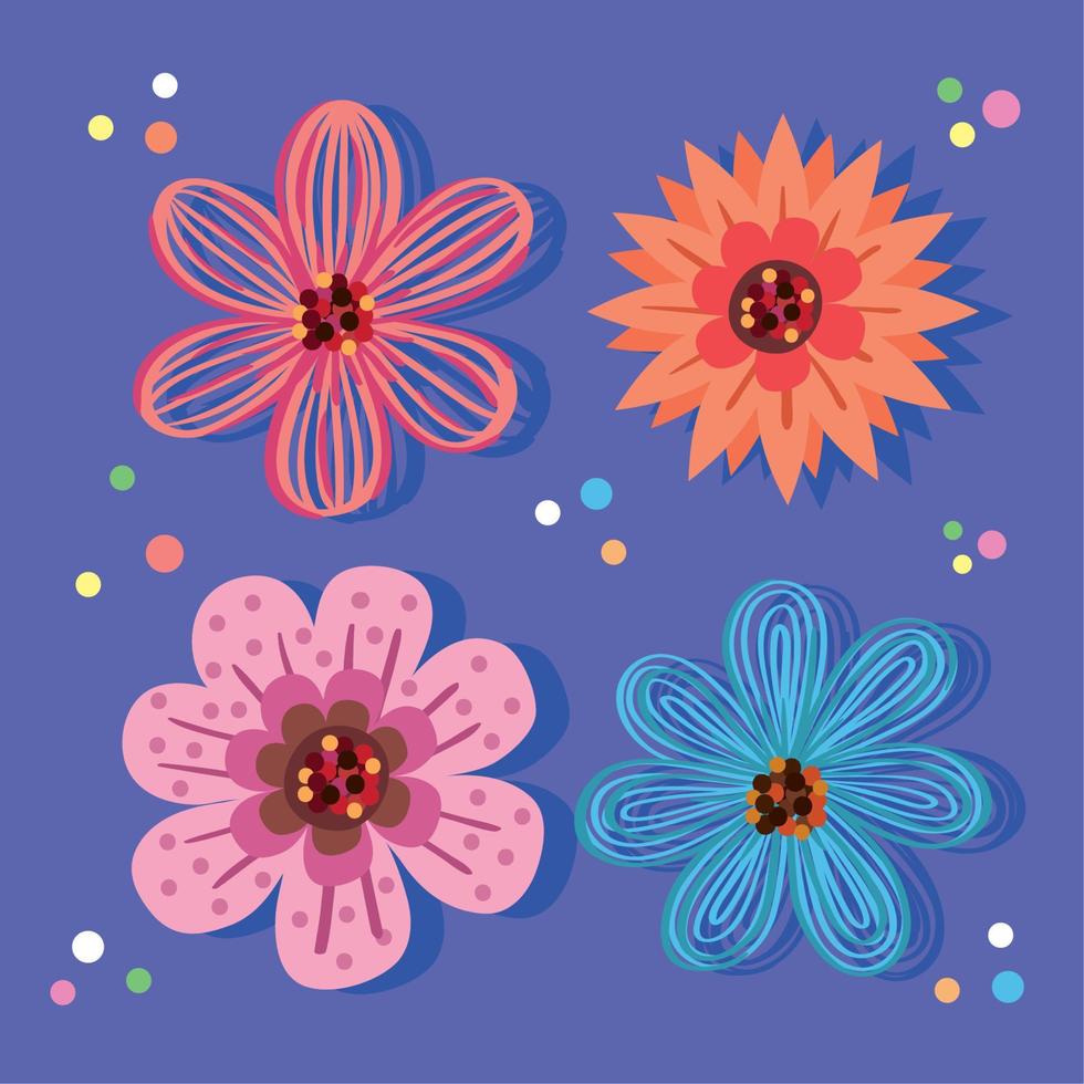 quatro flores da primavera vetor