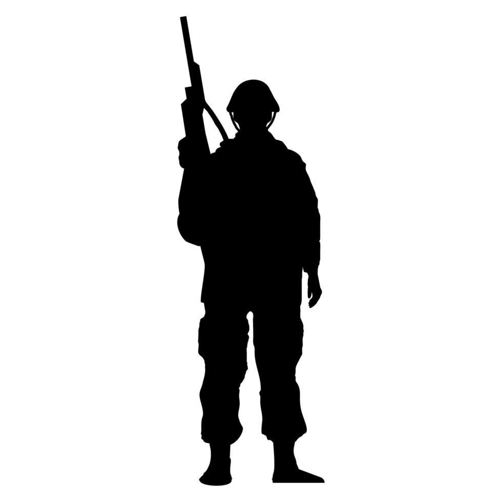 soldado com silhueta de rifle vetor