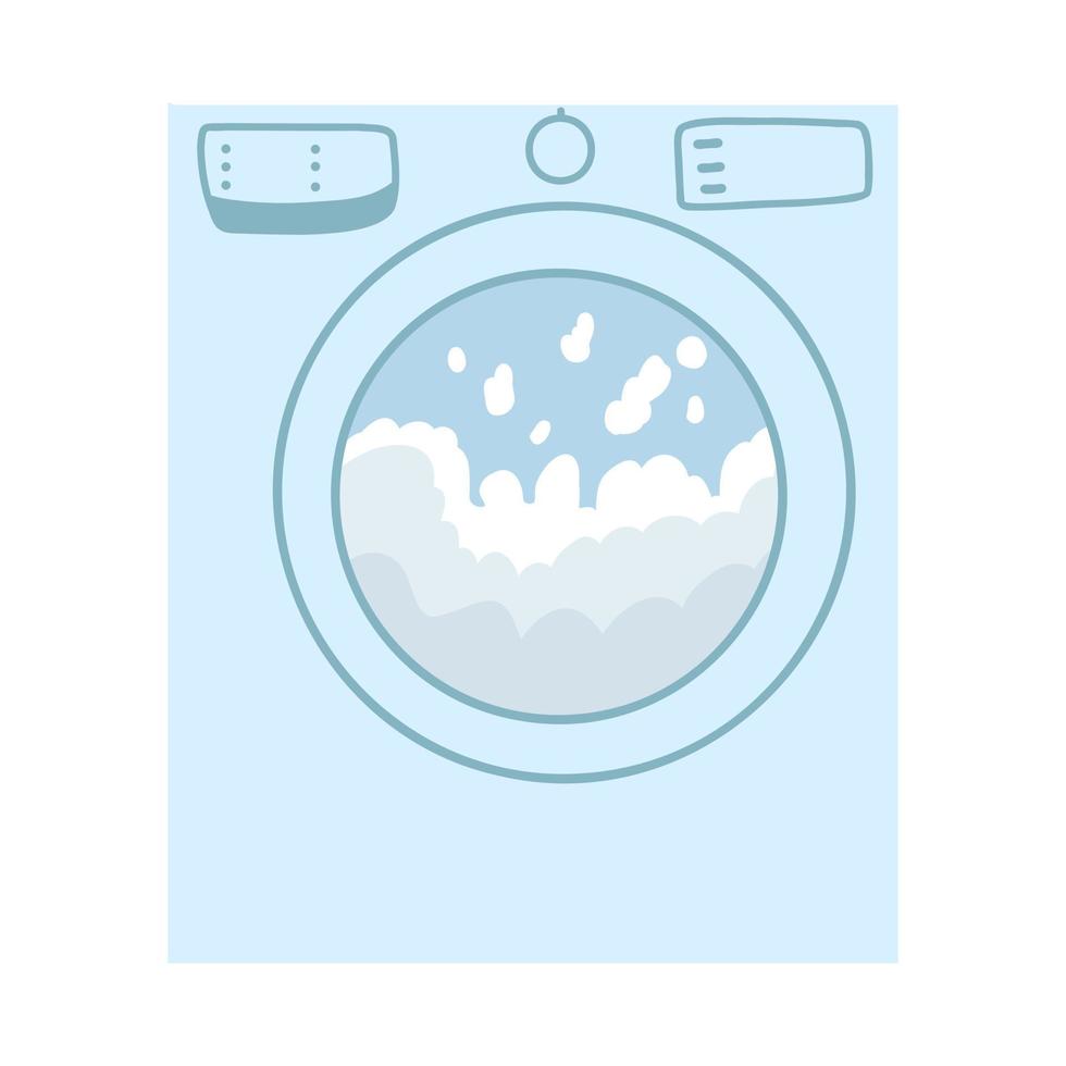 máquina de lavar em estilo simples de desenho animado. ilustração em vetor de lavanderia moderna, equipamentos de banheiro para lavagem de pano, utensílios domésticos.