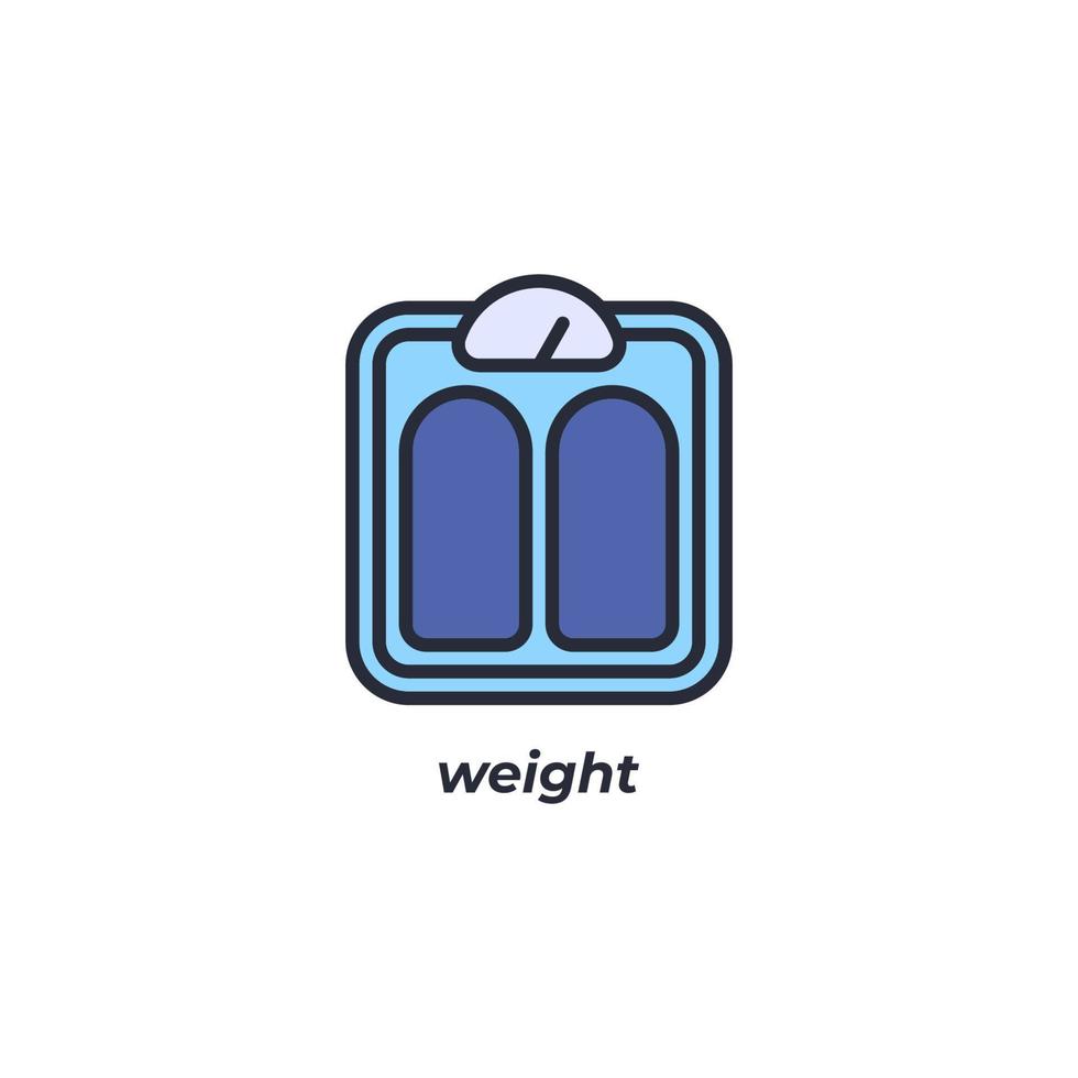 sinal de vetor de símbolo de peso é isolado em um fundo branco. cor do ícone editável.