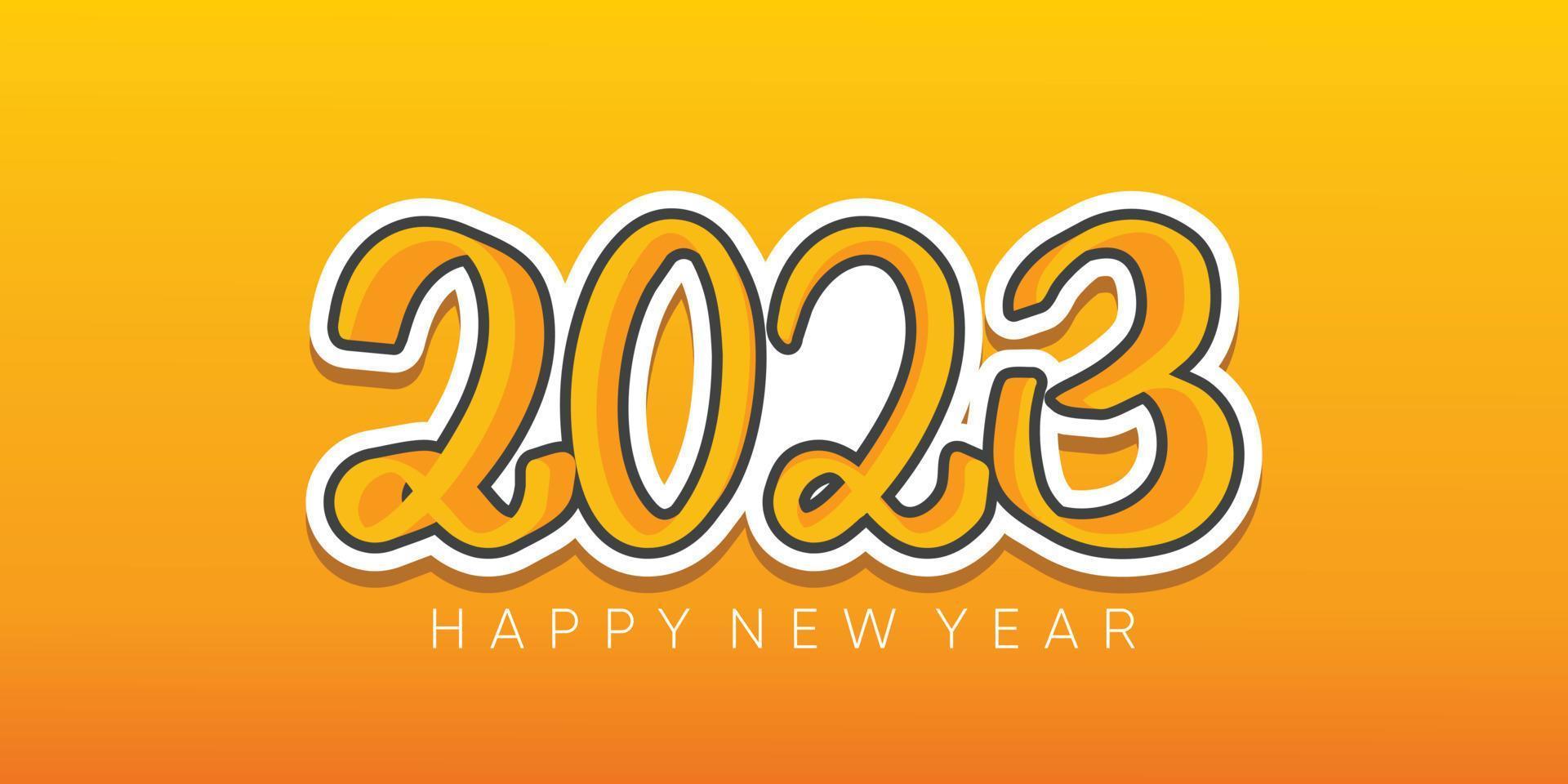 feliz ano novo 2023 fundo com efeito 3d de cor laranja vetor