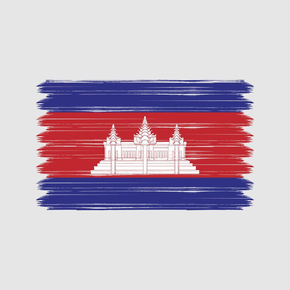 pinceladas de bandeira do camboja. bandeira nacional vetor