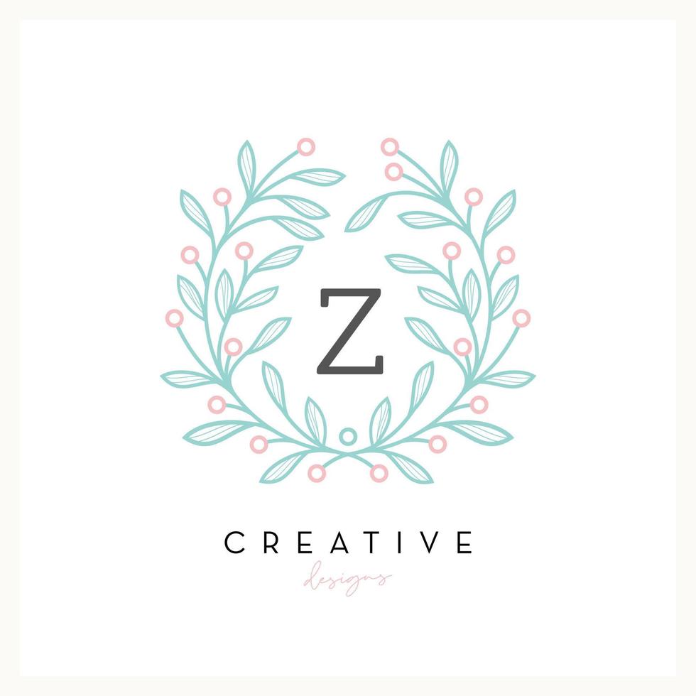 logotipo floral de luxo letra z para negócios de cosméticos de beleza, convite de casamento, boutique e outras empresas vetor