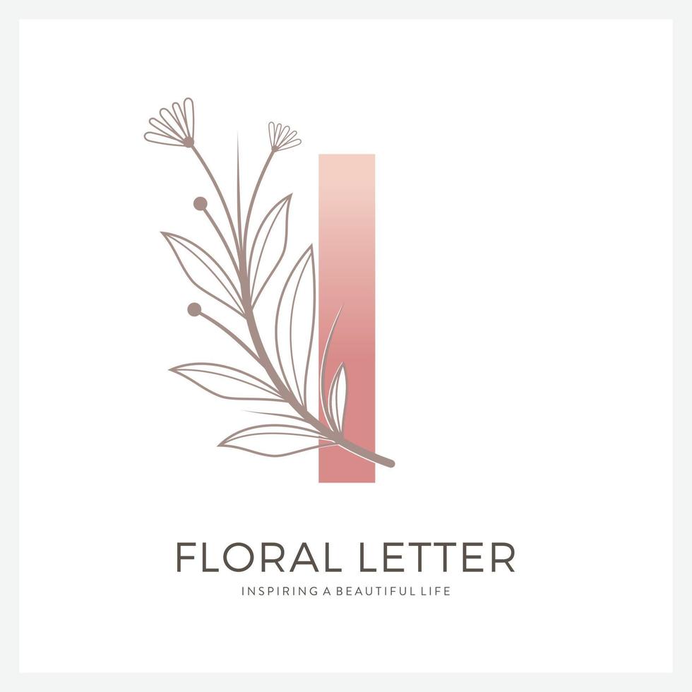 letra i logotipo floral adequado para beleza cosmética e outros. vetor