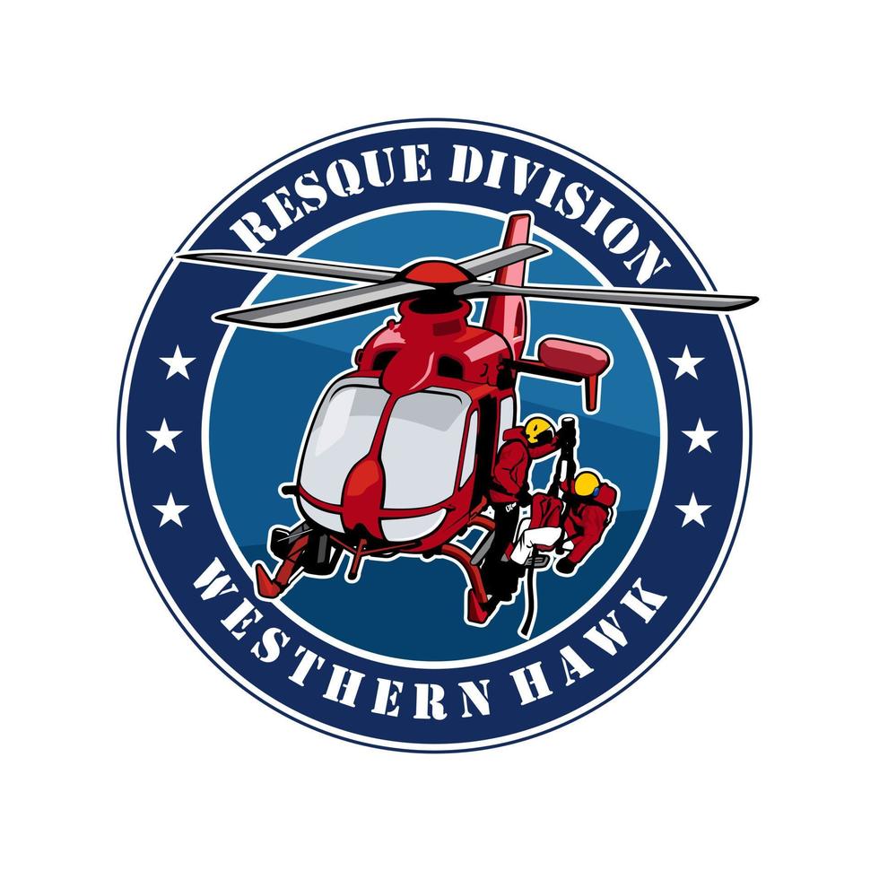 design de ilustração de divisão de resgate de helicóptero vetor