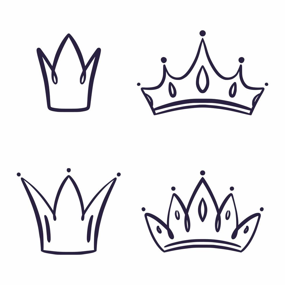 um conjunto de coroas reais pintadas à mão vetor