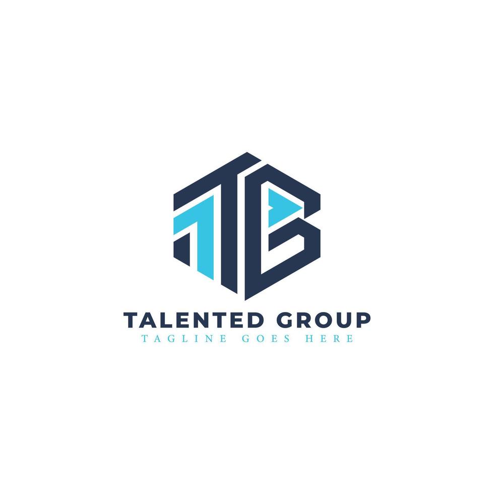 letra inicial abstrata tg ou logotipo gt na cor azul isolado no fundo branco aplicado para recrutamento e recrutamento logotipo da empresa também adequado para as marcas ou empresas com nome inicial gt ou tg. vetor