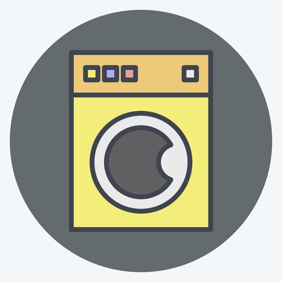 máquina de lavar ícone. relacionado ao símbolo de lavanderia. estilo de companheiro de cor. design simples editável. ilustração simples, boa para impressões vetor